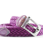 Cintura in nastro 100% cotone cerato e puntali in pelle | Vendita online cintura nastro donna | Cintura in cotone e pelle