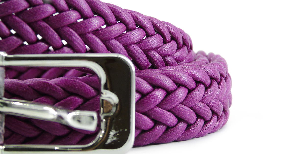 Cintura in nastro 100% cotone cerato e puntali in pelle | Vendita online cintura nastro donna | Cintura in cotone e pelle
