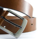 Cintura in crosta anticata stampata a caldo con passante in tessuto. | Vendita online cinture Made in Italy