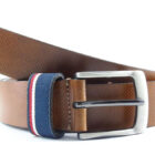 Cintura in crosta anticata stampata a caldo con passante in tessuto. | Vendita online cinture Made in Italy