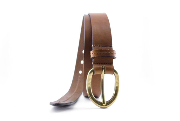 Cintura casual in morbido cuoio schiarente - Punta da annodare - Fibbia in ottone | Cintura in pelle Made in Italy