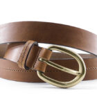 Cintura casual in morbido cuoio schiarente - Punta da annodare - Fibbia in ottone | Cintura in pelle Made in Italy
