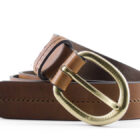 Cintura casual in morbido cuoio schiarente - Punta da annodare - Fibbia in ottone | Cintura in pelle Made in Italy